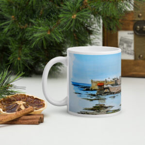 Castillo San Sebastian. Taza blanca brillante
